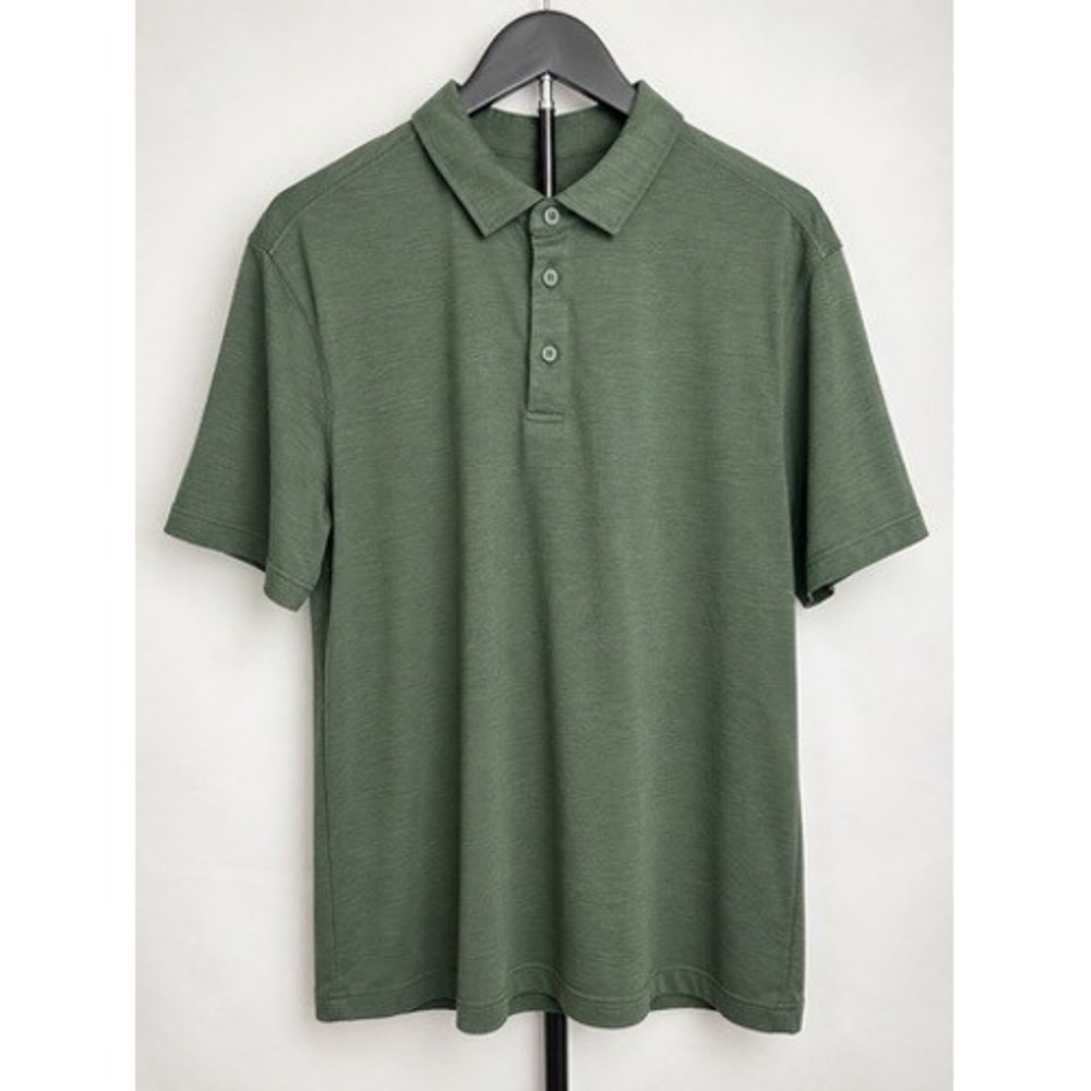Lululemon Men Evolution Short Sleeve Polo Shirt Green L Golf Travel Casual Gym